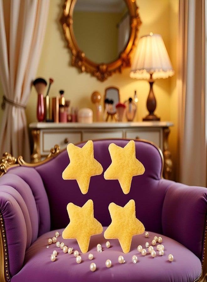 GOUDOGEDC Star Hairpins, 4Pcs Yellow Star Hairpins Solid Color Fluffy Fuzzy Soft Anti-slip Hair Decor Portable Sweet Style Pentagram Bangs Clips Hair Styling Clips Hair Accessories - Image 5